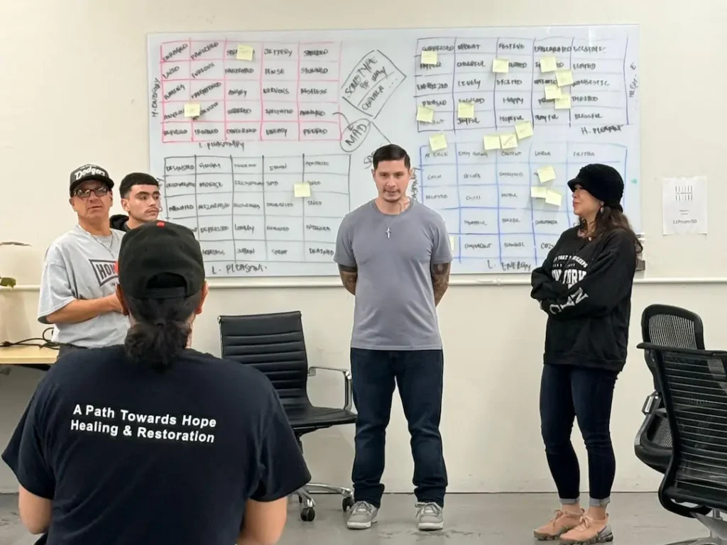 A picture of Anger Management group members presenting